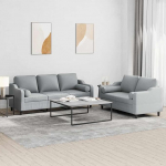 Hellgraues 2/3-Sitzer-Sofa Set mit Schaumstofff&uuml;llung & Rollkissen - Stoff (100% pol&uuml;ester), Metall, Textilene, Sperrholz Model3201850