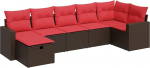 7-osaline aia diivanikomplekt koos padjaga Brown Poly Rattan Garden Lounge Model3325410