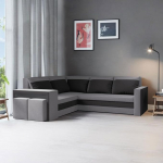 Kris L nurgadiivan magamisfunktsiooniga ja voodikastiga, 220 &times; 203 cm L-kujuline pikendatav diivan k&otilde;rge elastse vahuga ja tugeva raamiga, 2 tooliga komplekt (Comfort, hall grafiit)