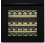 Klarstein Vinsider 30 Built-In Uno Built-in Wine Fridge - 30 Bottles, 1 Zone, 5-20&deg;C, LED Lighting, UV Protection, Wooden Shelves, Quiet, Energy Efficient, Black, Glass Door