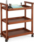 VISWIN Art Cart Storage Organizer Solid Beech Wood 3-tasandiline rulliv Utility Studio Taboret koos ratastega, multifunktsionaalne ladustamisk&auml;ru p&auml;hkelpuu