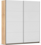 Rauch M&ouml;bel Minosa Shoe Cabinet with Sliding Doors, 2 Doors, Sonoma Oak/White, incl. Basic Accessory Pack, 7 Shelves, 1 Extendable Clothes Hanger Holder, 181 x 197 x 48 cm (W x H x D)