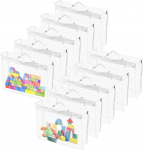 KNGNGK 10 m&auml;nguasjade hoiukoti pakk, 40 &times; 30 &times; 10 cm, veekindlad PVC m&auml;nguasjade hoiukotid t&otilde;mblukuga, l&auml;bipaistvad, k&auml;epidemega organiseerija ehitusplokkide, raamatute, m&otilde;istatuste jaoks,