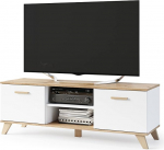 VBChome TV Cabinet 150 x 40 x 52 cm White Handles TV Shelf TV Table with 2 Doors Wood Multi-Purpose Cabinet for Hallway Bedroom Living Room Children's Room