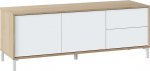 Habitdesign Brooklyn TV Module, 2 Door and 2 Drawers, TV Unit Unit in Canadian Oak and Arctic White Finish Dimensions: 130cm (W) x 47cm (H) x 41cm (D)