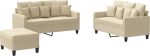 Cremefarbenes 2-Sitzer-Sofa mit Fu&szlig;hocker | Stoff (100% Polyester), Metall, Textilene, Sperrholz | Bequem f&uuml;r Wohnzimmer oder Entspannungszimmer Model3201658
