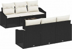 Rantry 7-teiliges Garten-Sofa-Set mit Kissen Schwarz Poly-Rattan Gartenlounge Model3346607