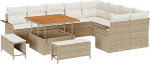 12-teiliges Garten Sofa Set mit Kissen Beige Poly Rattan Akazie Gartenlounge Model3362166