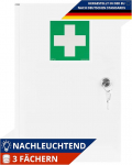 notlok Safety Work - rippuv ravimikapp + 3 riiulit | 2 v&otilde;tit | Suurus 39 x 24 x 11 cm | Terasest apteegikapp esmaabi jaoks | Meditsiinikapp | DIN EN ISO 7010, DIN67510