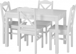 Erst-Holz&reg; Kaunis s&ouml;&ouml;gikomplekt laua ja 4 tooliga, massiivne m&auml;nd 90.70-51 W Komplekt 20 pestud valge