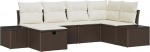 Rantry 6-teiliges Garten-Sofa-Set mit Kissen Braun Poly Rattan Gartenlounge Model3359377