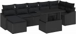 8-teiliges Garten Sofa Set mit Kissen in schwarzem Poly Rattan Gartenlounge Model3349049