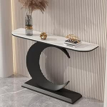 Konsolentisch, Langer moderner Akzenttisch, schmaler Eingangstisch, Sofatisch aus Rockboard, Flur-Foyertisch zur Dekoration und Organisation (Schwarz-A, 120 cm)