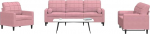 Homgoday Rosa Samtsofa Set 1+2+3 Sitze Polster Metallgestell Lieferung Inkl. Kissen Model3278374