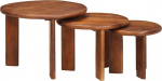 Kaloriko Nesting-Couchtische 3er-Set, Honigbraun Massivholz Mango, runde Beistelltische f&uuml;r Wohnzimmer, platzsparend, modernes Design, vielseitig einsetzbar