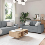 Gecheer 2-TLG. Sofagarnitur mit Kissen Hellgrau Stoff, Moderne Couch Polstersofa f&uuml;r Wohnzimmer Schlafzimmer Spielzimmer3324731