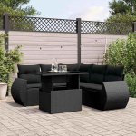 Garten-Sofagarnitur Ecksofa & Mittelsofa - Schwarz, PE-Rattan, 62x62x69 cm - f&uuml;r Terrasse und Innenhof Model3268525
