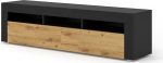 BIM Furniture Moreno TV Lowboard - TV-m&ouml;&ouml;bel, 160 x 34,6 x 43 cm, l&uuml;kandm&ouml;&ouml;bel, kaasaegne TV-kapp elutuppa - must matt/tammepuust Artisan