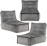 Icon Dolce Bean Bag Lounger t&auml;iskasvanutele, tumehall, 3 tk, kohev sametkangas, hiiglaslik Bean Bag Velvet koos t&auml;idisega, Bean Bag tool, mugav tugitool elutuba, salong, magamistuba, kontor