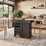 Teleskoopiline s&ouml;&ouml;gilaud (110-140 x 80 cm), kokkupandav k&ouml;&ouml;gilaud 4-6 inimesele, pikendatav s&ouml;&ouml;gilaud, k&ouml;&ouml;ki ja elutuppa (must, veiniriiuli ja sahtlitega)