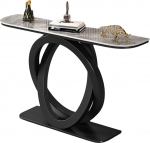 Generisch Moderner Konsolentisch f&uuml;r den Eingangsbereich - Personalisierter Konsolentisch mit schwarzem Metallgestell und offenem Stauraum f&uuml;r Wohnzimmer und Flur (Schwarz & Grau, 120 x 30 x 80 cm)