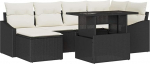 Rantry 7-teiliges Garten Sofa Set mit Kissen Schwarz Poly Rattan Gartenlounge Model3349033