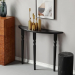 Generisch Black Half Moon Console Table koos hoiuruumiga Narrow Wooden Entrance Table Modern Semicircular Design for Living Room Hall Foyer Entrance (60cm)