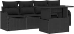5-teiliges Garten Sofa Set mit Kissen Schwarz Poly Rattan, 2-Sitzer Garten Sofa mit Kissen Schwarz Poly Rattan Gartenlounge Model3348369