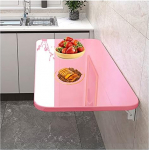 Schwebender, rosafarbener Klapptisch zur Wandmontage f&uuml;r kleine R&auml;ume, 80 x 40 cm, ideaalne Waschk&uuml;che, Arbeitszimmer v&otilde;i Schlafzimmer jaoks.