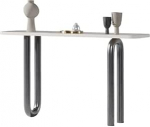 RYUQW3RE Eingangstisch, Moderner Eingangstisch aus Kunstmarmor und Metallfu&szlig; Konsolentisch(Gray,S)