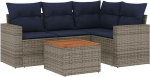 Garten-Sofagarnitur Ecksofa Grau PE-Rattan 62x62x69cm - Komfortable Sitzpl&auml;tze f&uuml;r Terrasse und Innenhof Model3256439