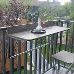Generisch Klapptisch Verstellbarer, zusammenklappbarer Balkontisch aus Aluminium, platzsparende Gel&auml;nderstange f&uuml;r die Terrasse im Freien, einfach zusammenklappbares Design f&uuml;r Terrassen und Balkone,