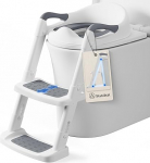 DEANIC Children's Toilet Seat with Stairs, Potty with Ladder, PU Padded, Toilet Seat for Children from 1-7 Years, Toilet Seat for Children 38-47 cm (Grey)