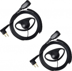UAYESOK D Shape Police Security 2-Way Radio Headset with PTT Microphone for 2-Pin Motorola CP040, CP140, Hytera, Midland Radio Accessories (Pack of 2)