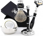 CHRISTMAS MEN SHAVING GIFT SET WITH BADGER HAIR BRUSH SHAVING RAZOR SHAVING SOAP AND SHAVING BOWL