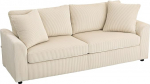 HOMCOM 3 Seater Sofa Couch with Armrests Decorative Cushion Upholstered Sofa with Corduroy Cover Thick Padded Lounge Sofa 450kg Load Capacity for Living Room Bedroom 212 x 80 x 88 cm Cream White