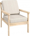 HOMCOM Lounge Chair with Linen Look, Armrest, Padded Recliner Chair with Wooden Legs, Removable Cushions, Upholstered Chair for Bedroom, Living Room, Beige