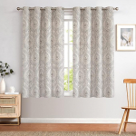TOPICK Opaque Curtains, Heat-Insulated Blackout Curtain with Eyelets, Floral Pattern, Vintage Linen Look Curtain, Lightproof Thermal Curtain for Living Room, Bedroom, Pack of 2, H 145 x W 130 cm, Grey