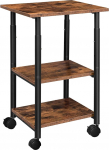 HOOBRO Printer Table, Printer Stand with Lockable Wheels, Printer Trolley Rollable with 3 Levels, Height Adjustable, Easy to Assemble, 48.5 x 40 x 67 cm, for Office, Dark Brown/Black EBF03PS01G1