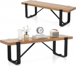 KOMFOTTEU Dining Room Bench 152.5 x 43 cm, Wooden Bench with Metal Legs, Wooden Dining Table Bench without Backrest, Kitchen Bench Dining Bench with U Legs, Hallway Bench up to 300 kg Load Capacity