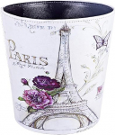 keivmlvt 10 Litre Leather Bin - High-Quality PU Leather Waste Paper Bin for Office and Children's Room - Handmade Bin without Lid (Eiffel Tower)