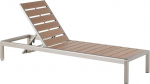 Beliani Practical Garden Lounger Artificial Wood Adjustable Backrest Light Brown/Silver Nardo