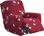 Highdi Stretch Cover for Recliner Chair, Complete Armchair Protector, 1-Seater Stretch Recliner Chair Covers, Pack of 4, Elastic Chair Cover for TV Chair, Lounger, Armchair (Floral Fragrance)