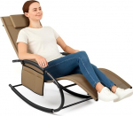 BAKAJI Rocking Chair for Garden, Sun Lounger Grait&agrave; Zero with Textilene Cover with Headrest, Armchair for Outdoor and Indoor Use, Balcony, Patio, Brown