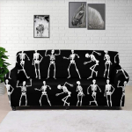AFPANQZ Dancing Skeleton Sofa Cover Stretch Couchhussen 1 St&uuml;ck Sofa Schonbez&uuml;ge f&uuml;r Wohnzimmer B&uuml;ro Couch mit rutschfesten Schaumstoffen (schwarz, 139,7 cm bis 184,9 cm Loveseat Sofa 2-Sitzer)