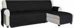 ISSUNTEX Sectional Couch Covers for Dogs, Reversible L Shaped Sofa Cover, Water Resistant, Chaise Lounge Cover, Furniture Protector for Kids and Pets (Small, Black/Black)