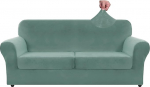 ZNSAYOTX &Uuml;bergro&szlig;er Samt-Couchbezug mit 2 extra gro&szlig;en Sitzkissenbez&uuml;gen, Stretch-Sofabezug f&uuml;r 2 Kissen, Couch, dick, weich, Zweisitzer-Sofa-Schonbezug (Erbsgr&uuml;n), 180,3 cm - 231,1 cm (2 Kissen)