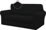ISSUNTEX 3 tk diivanikatted k&otilde;rge veniv paks pehme diivanikate koos 2 eraldi padjaga Jacquard kangast elastne kate koera m&ouml;&ouml;bli kaitsja loveseat mustaks