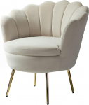 HULALA HOME Velvet Armchair with Thick Backrest Modern Cosy Lounge Chair with Golden Legs Reading Chair Comfortable for Living Room Bedroom Beige