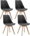 WOLTU Dining Chairs Set of 4, Scandinavian Kitchen Chairs, Living Room Chair, Retro Design, Seat Made of Faux Leather, Upholstered Armchair, Solid Wood Legs, Grey BH29gr-4